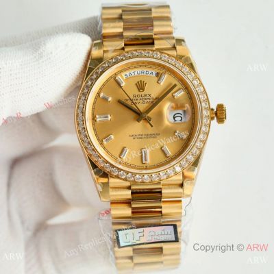 Swissclone Rolex QF V5 Day-Date II 40mm Gold-Baguette numerals